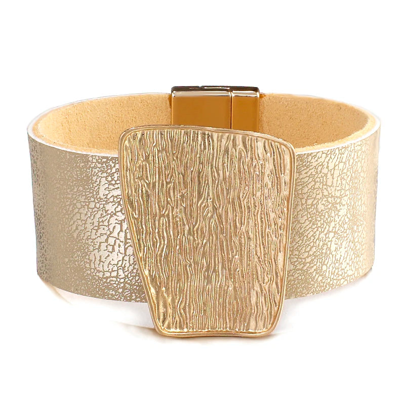 Whitney's Leather Metal Alloy Minimalist Bracelet