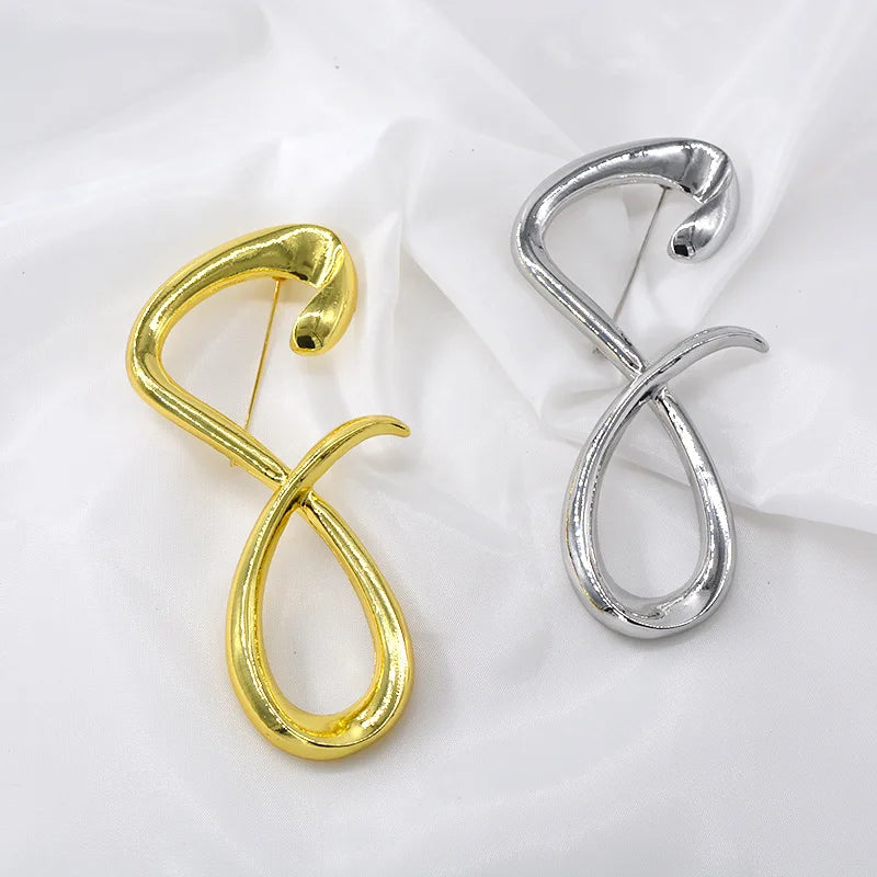 Fatima's Metal Pin Brooch Irregular 8 Shape Brooches