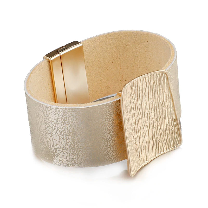 Whitney's Leather Metal Alloy Minimalist Bracelet