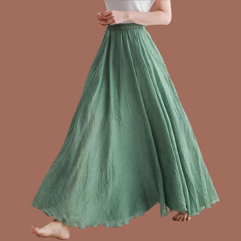 Juju's maxi casual swing flare cocktail skirt with elastic waist