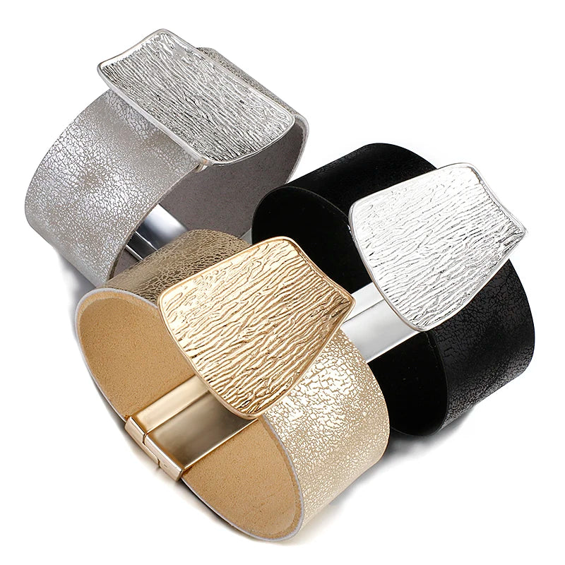 Whitney's Leather Metal Alloy Minimalist Bracelet