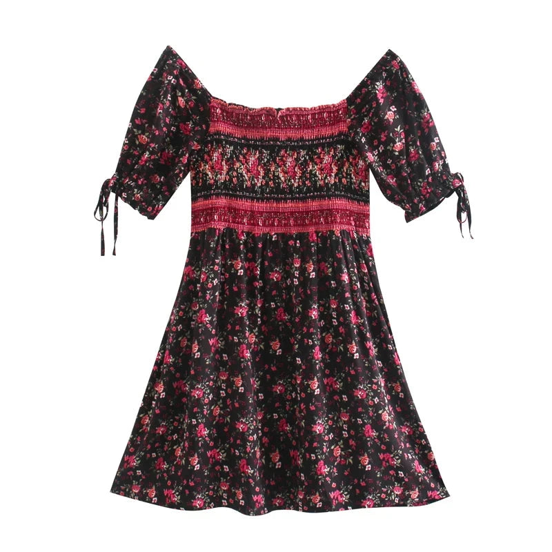 Rula's boho mini casual Sabrina dress