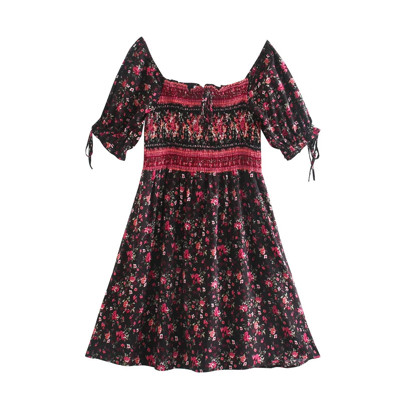 Rula's boho mini casual Sabrina dress