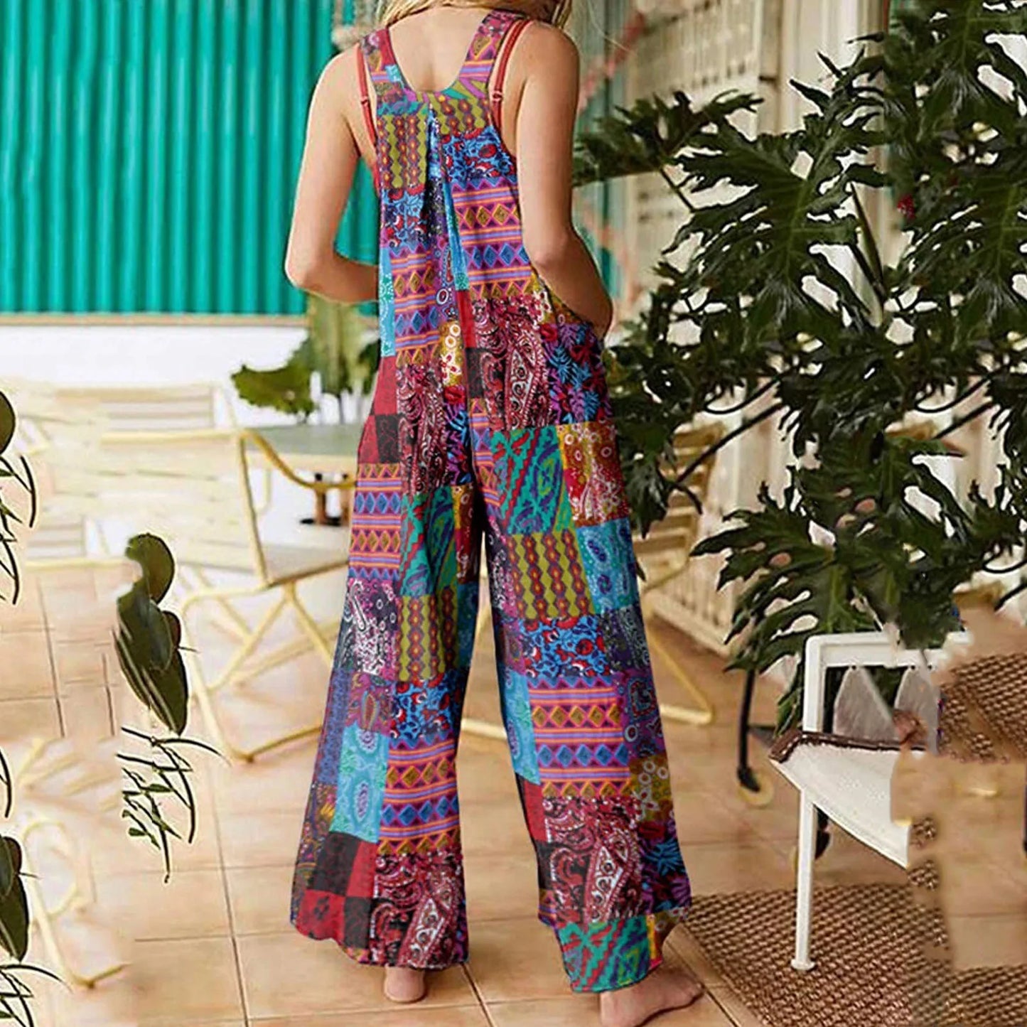 Rula's printed boho casual overall jumpsuit