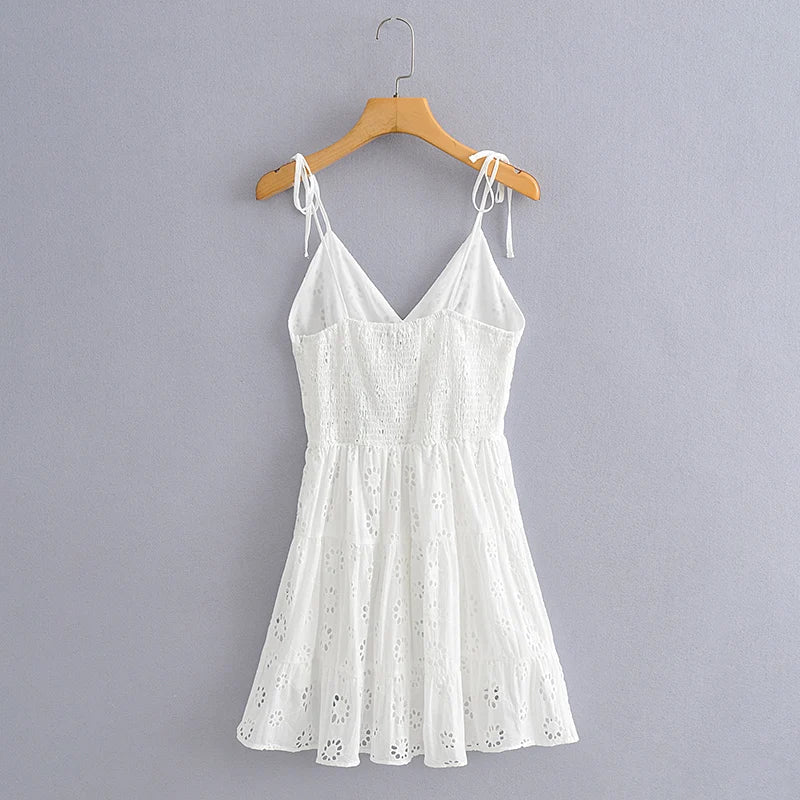 Maria Casual Boho Strap white mini dress