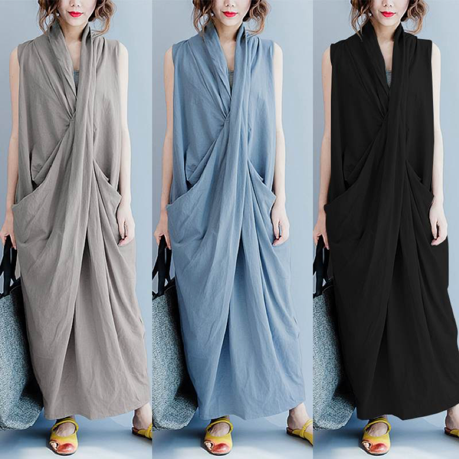 Lana's Asymmetric Sleeveless Loose Long Dress