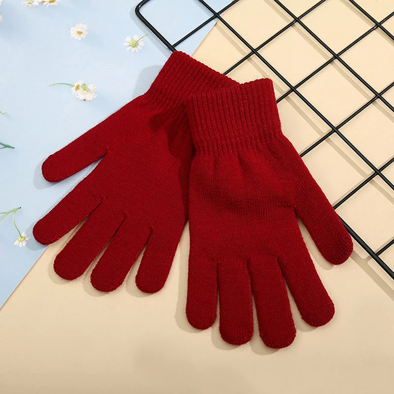 Gift, Colored, One Size, Knitted Gloves