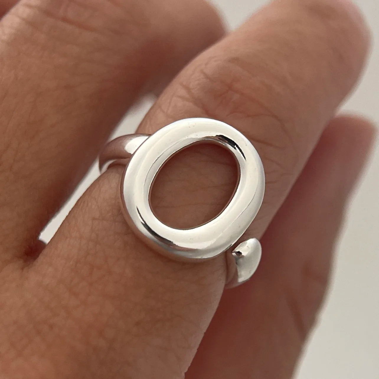 Luliya's 925 Sterling Silver, Couple Minimalist, Handmade, Circle Hollow, Adjustable Rings