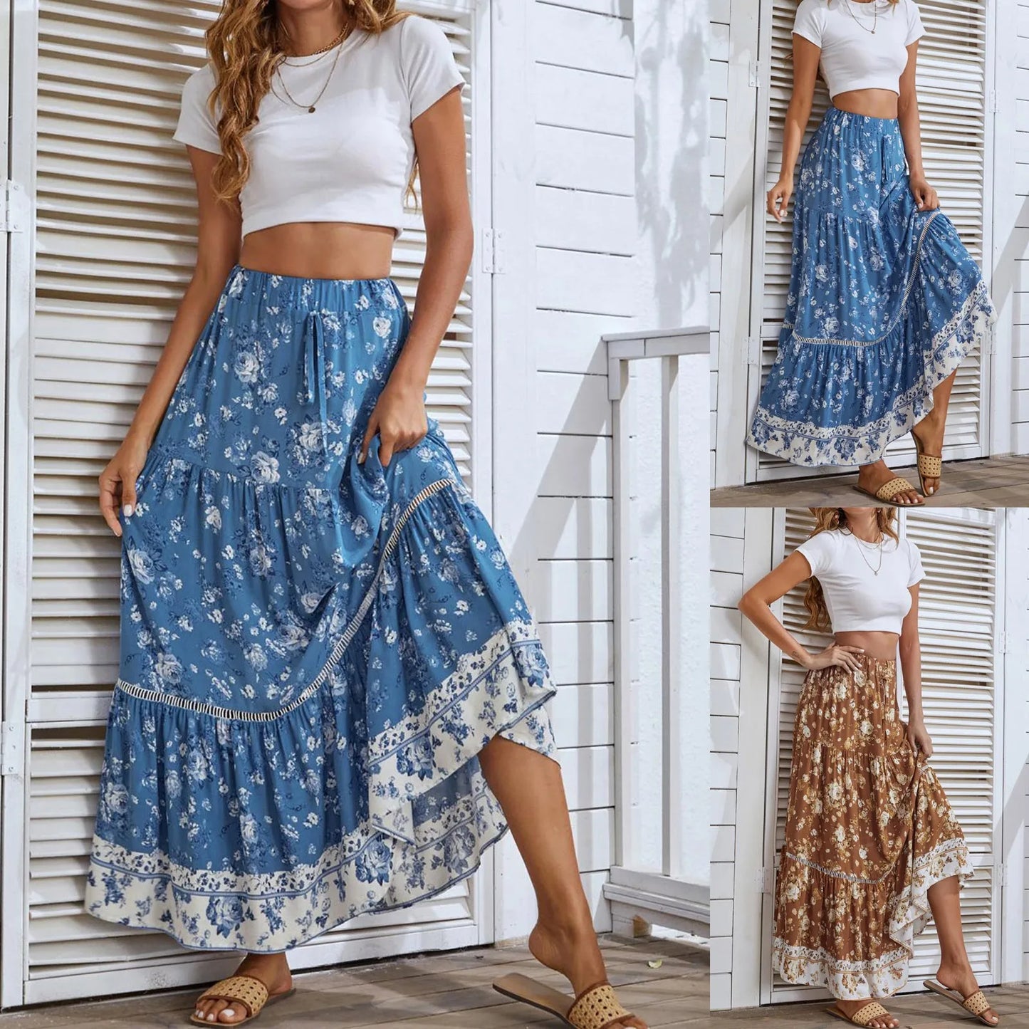 Luna' s maxi Boho skirt with elastic waist