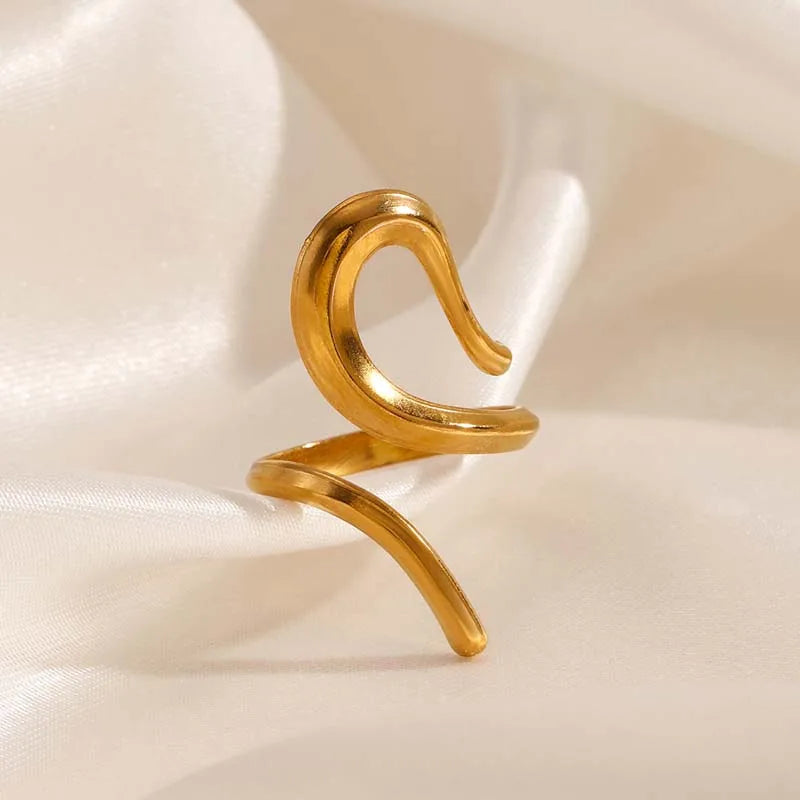 Gift, Golden/Silver, Irregular design, adjustable, Hollow Rings