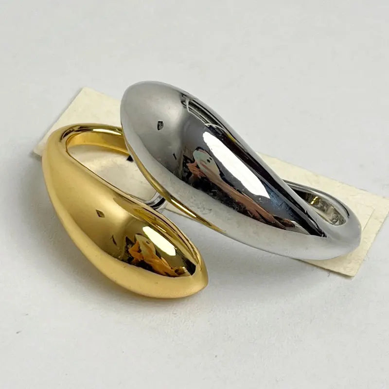Noha's Exaggerated, Trendy, Stylish, Chunk, Punk, Golden/Silver, Double Ring