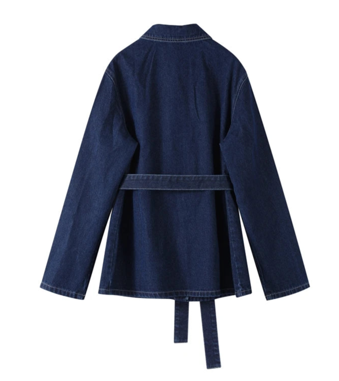 Julie's Casula, Elegant, Stylish, Trendy, Wide Leg, Long Jacket, Denim Outfit sets