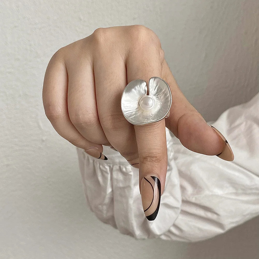 Violet's Geometric Chunky Adjustable Silver Trendy design Rings