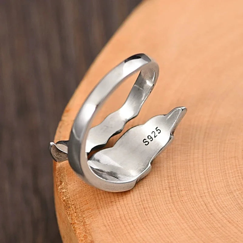 Lara's 925 Sterling Silver, Unisex Couple, Minimalist Handmade, Simple Wing Ring