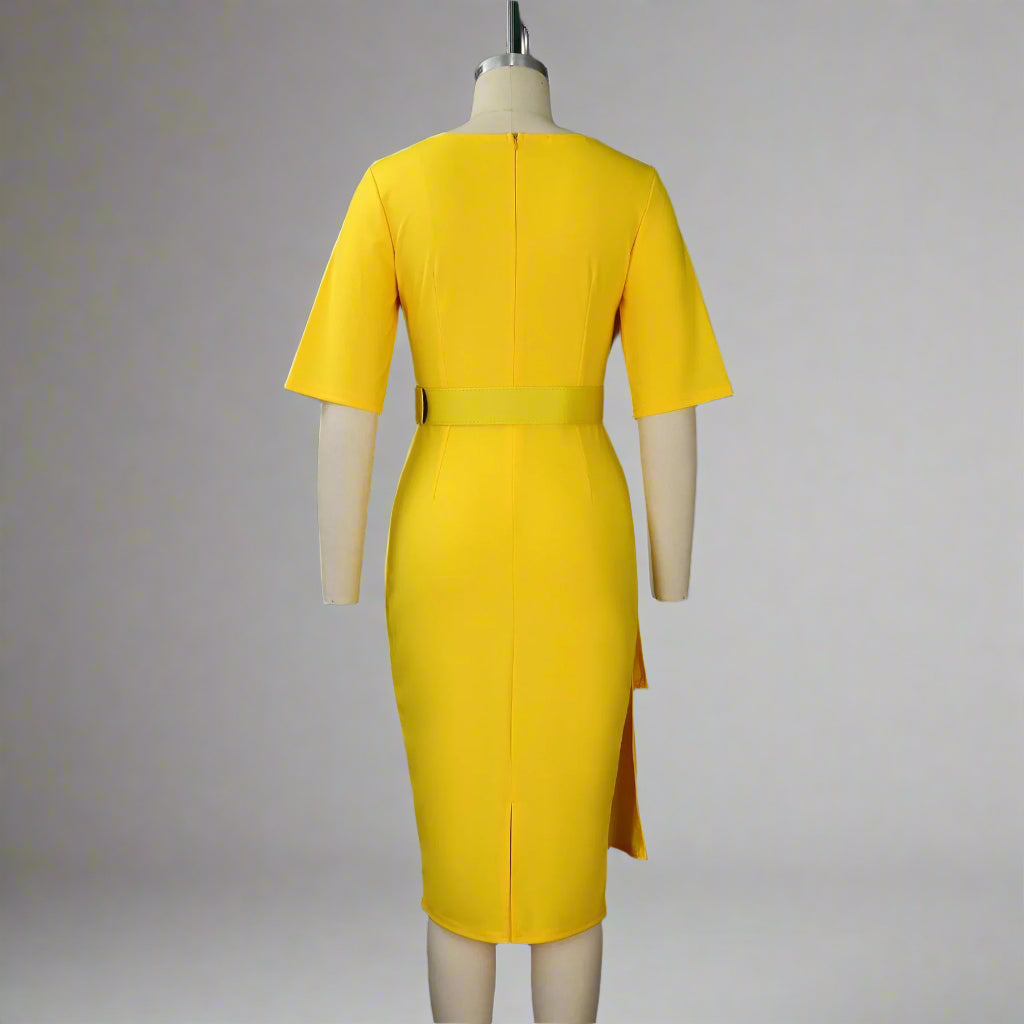 Iman's Trendy, Stylish, Patchwork, Plus size, Half Sleeves, On-Knee, Office Dress