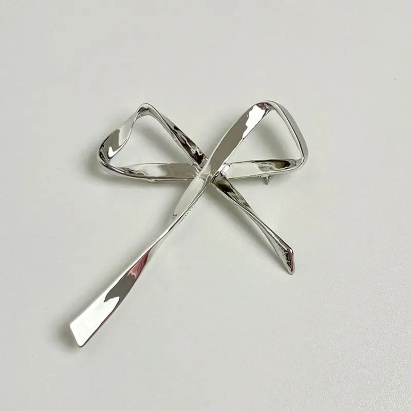 Sou's Metal Bowknot Brooches- Silver/Gold