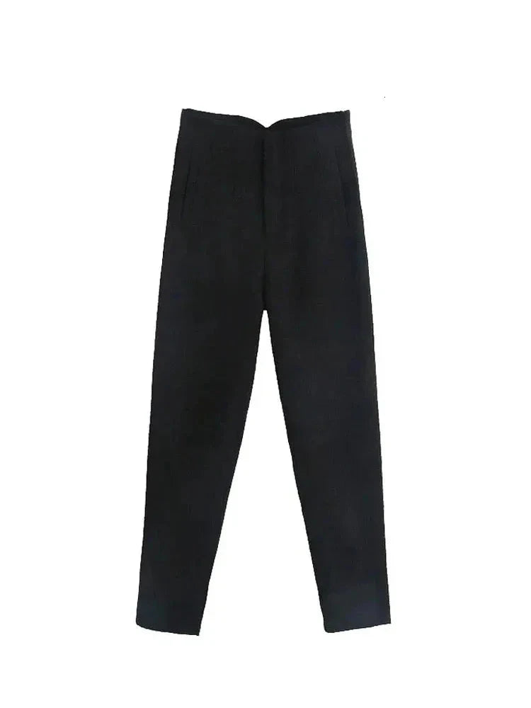 Heba's Chic Office High-waist Pants with zipper