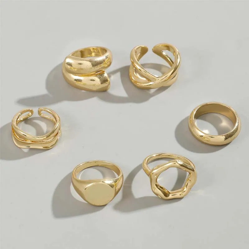 Monica's geometric design open adjustable irregular rings