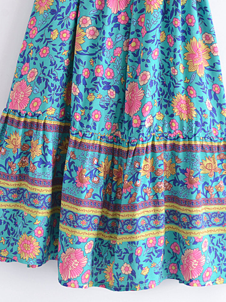 Kimmy's Hippie, Vintage, Stylish, Trendy, Boho, V-Neck, Floral, Printed, Bohemian, Mini Dress