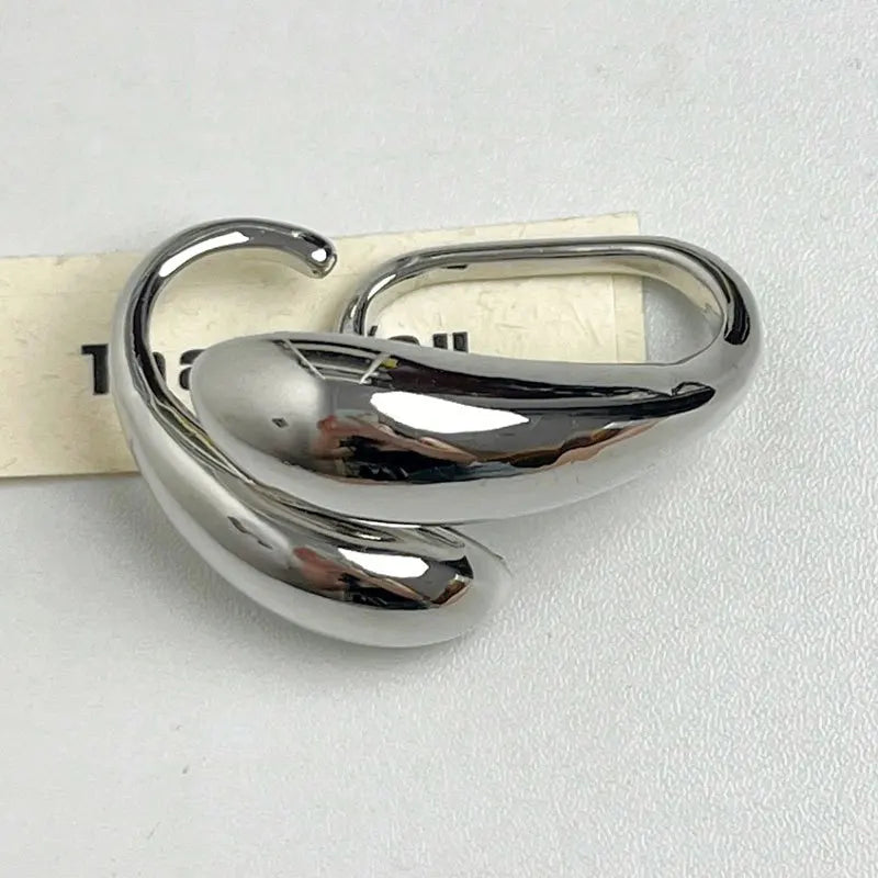 Noha's Exaggerated, Trendy, Stylish, Chunk, Punk, Golden/Silver, Double Ring