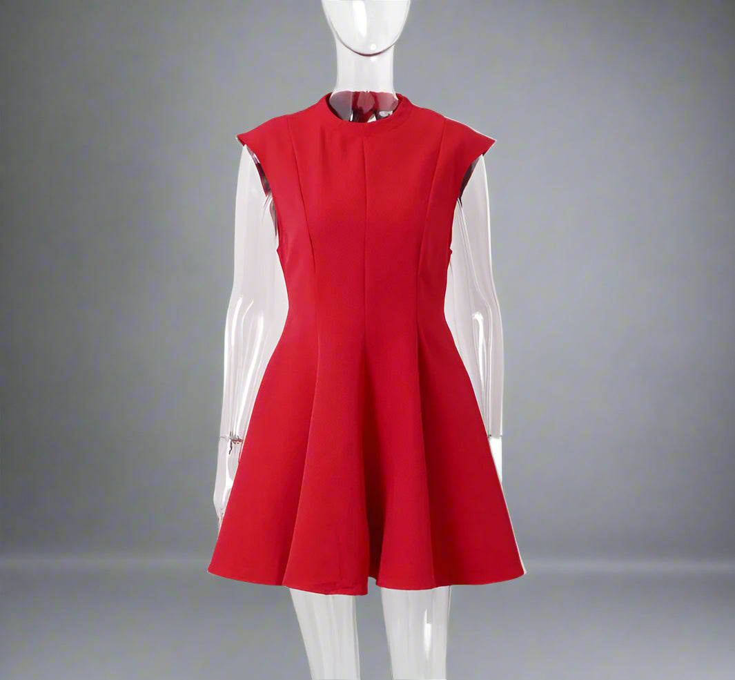 Celine's Solid Color, Draped, Sleeveless, Stylish, Trendy, Party, Pleated, Slim, Mini Dress