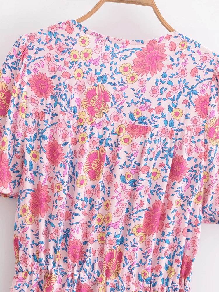 Dina's Vintage, Boho, Stylish, Trendy, Rayon, Floral, Printed, Long, Bohemian Dress