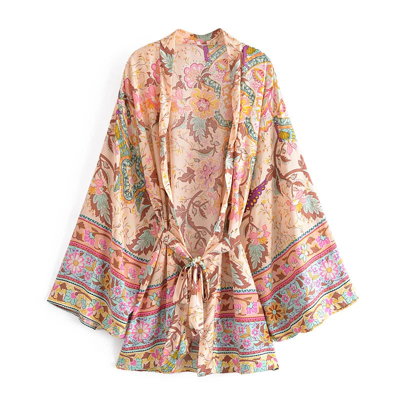 Gigi's midi boho laced-up kimono