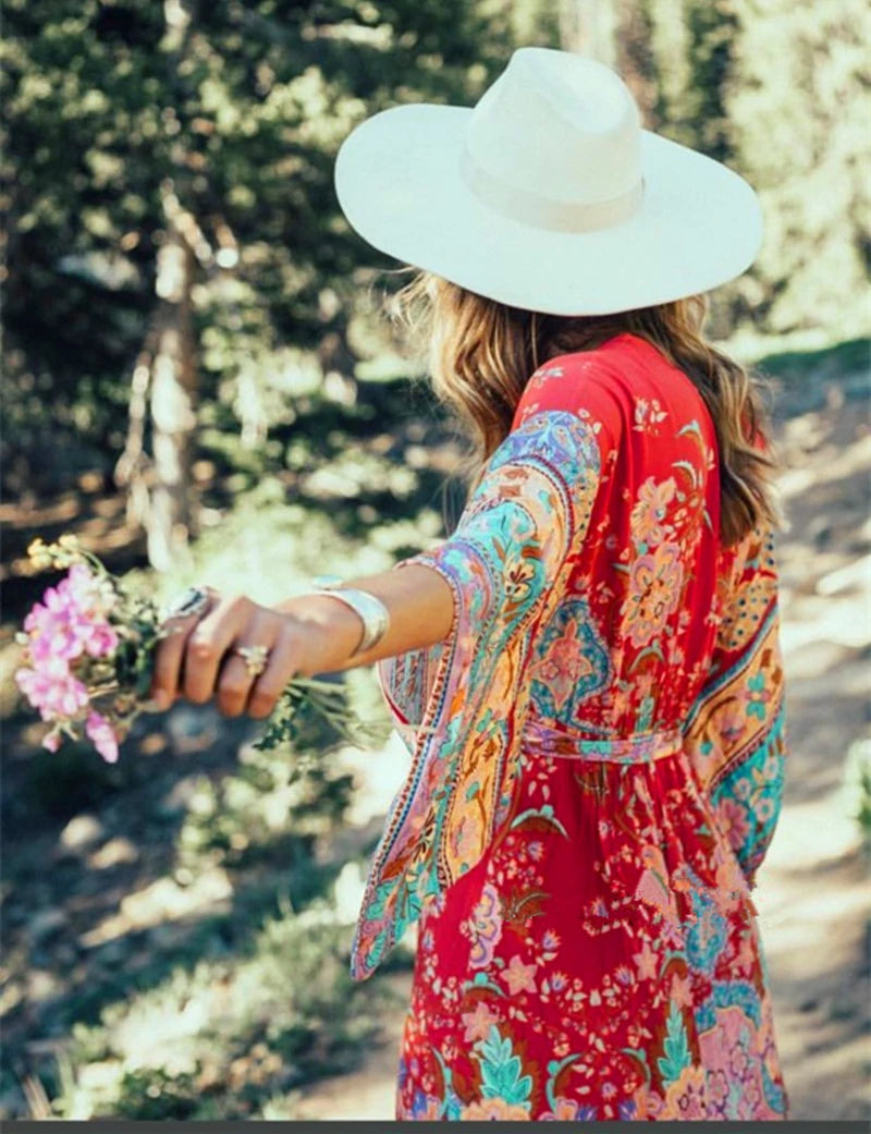 Natalie's long boho kimono