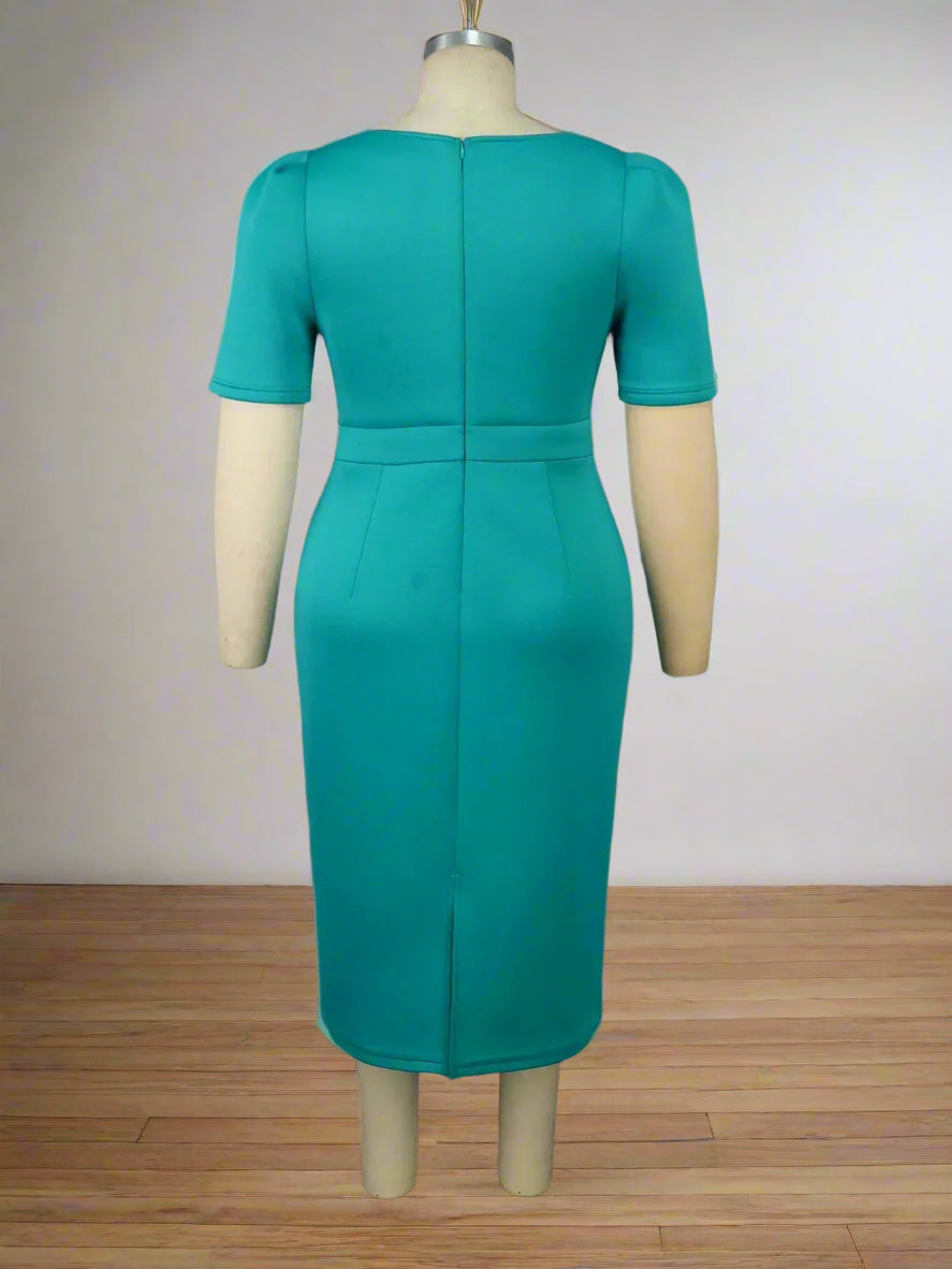 Dolly's Body-con, Sheath, Stylish, Trendy, Office Style, 3D Flower, Half Sleeves,Knee Midi Dress
