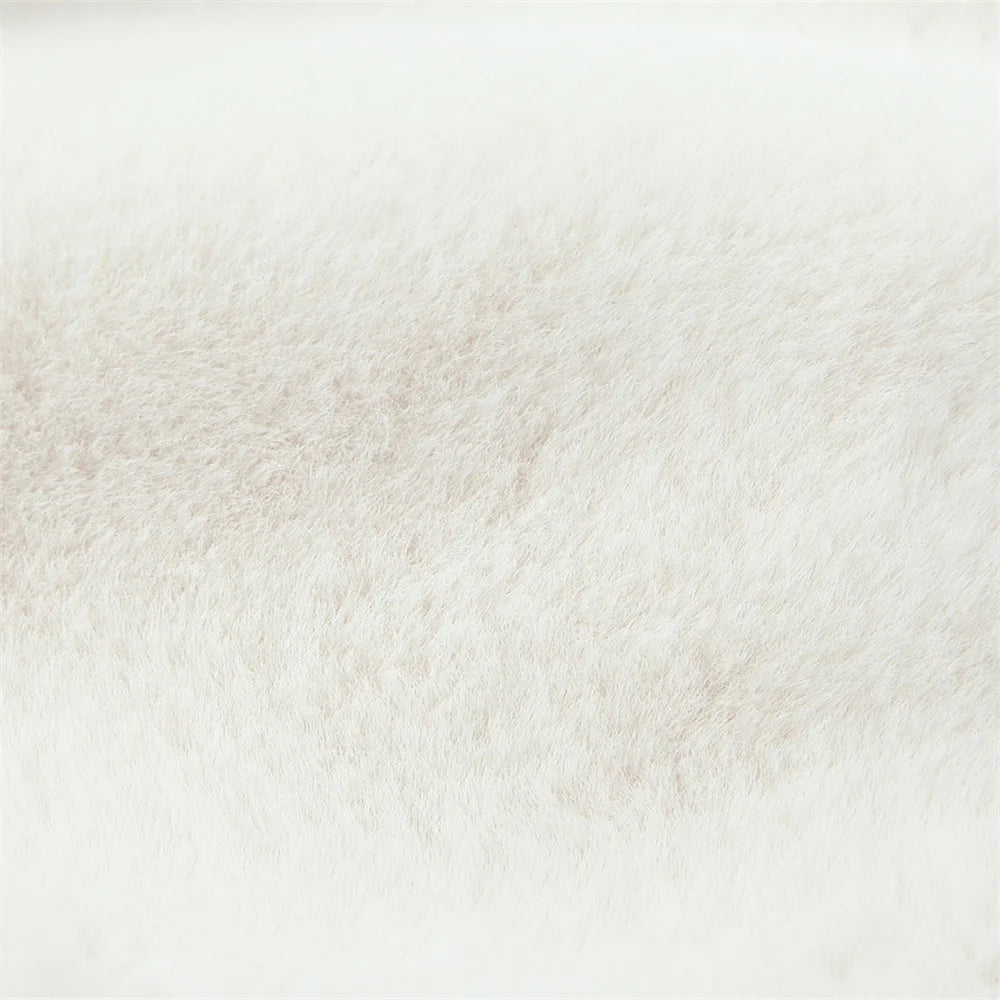 Linda's White, Faux Fur, Trendy, Stylish, Elegant, Long, Warm, Single breasted, Belted Coat