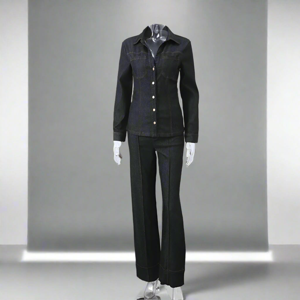 Jackie's Vintage, Trendy, Stylish, Single Breasted, Wide Legs, Casual, Denim Outfits