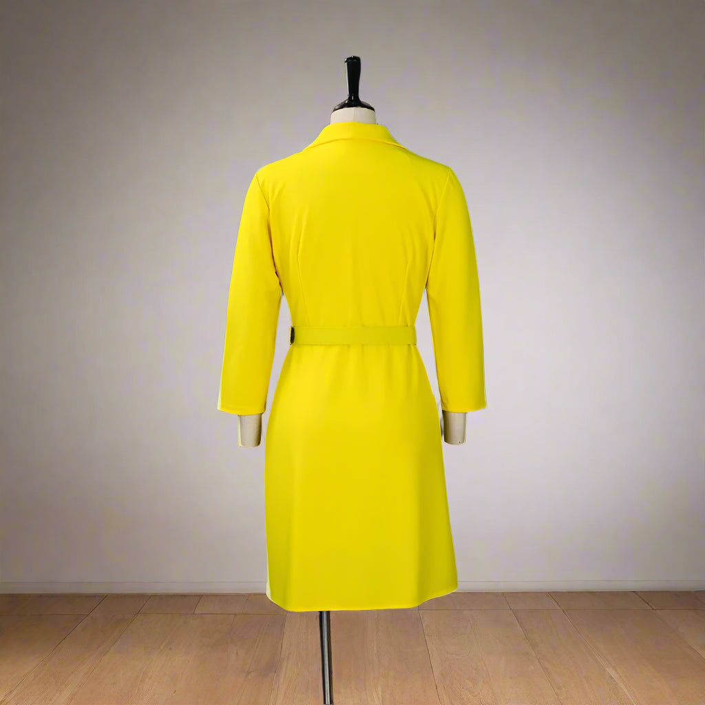 Stacey's Trendy, Stylish, Vintage, Pleated, On Knee, 3/r Sleeves, Solid Color, Office Dress