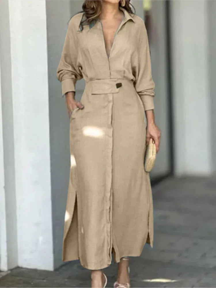 Dina's long elegant shirt dress