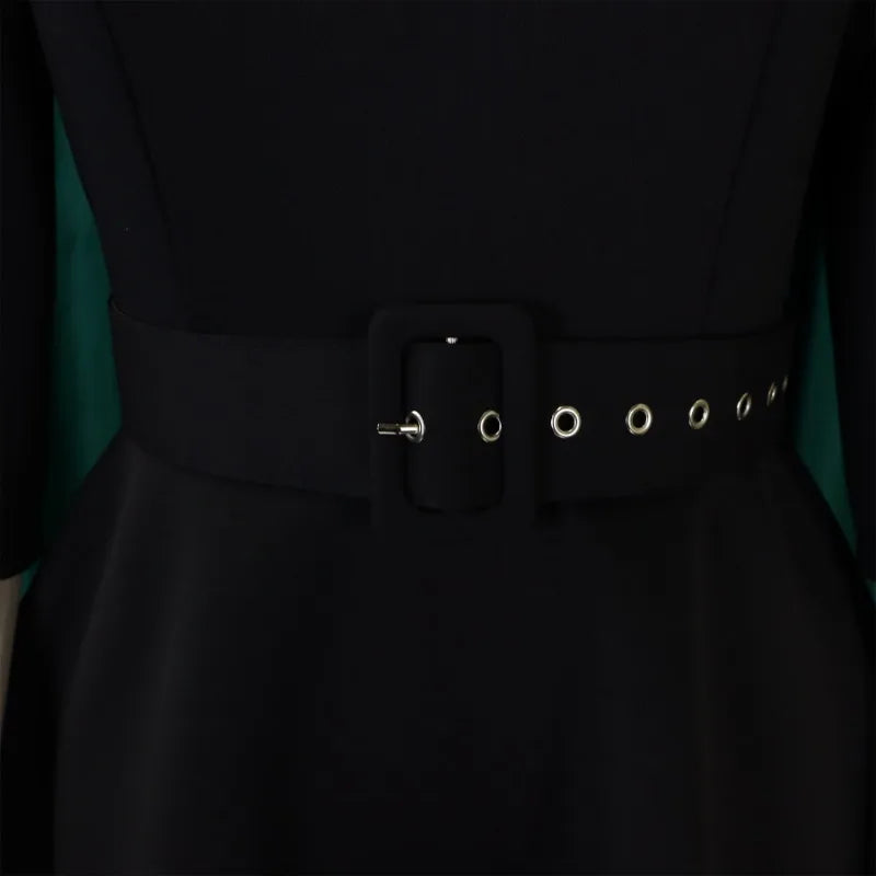 Deborah's Stylish, Formal, Trendy, A-Line, Classy, Sleeves, Belted, Midi, Office Dress