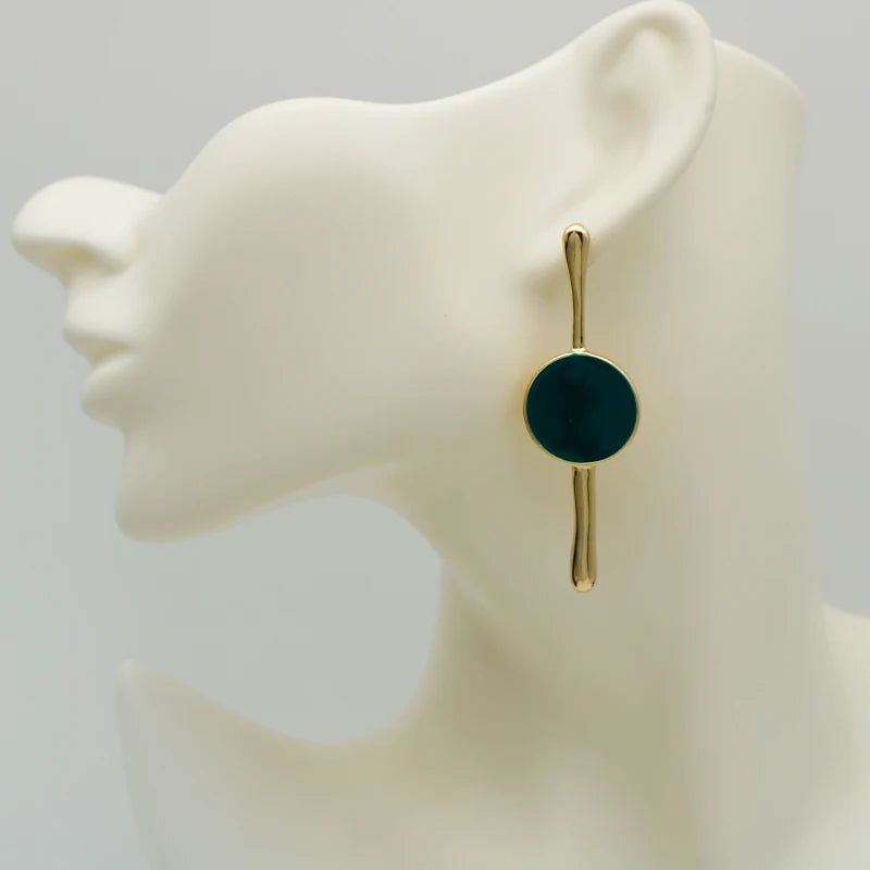 Elizabeth's Asymmetric, Alloy, Boho, Stylish, Trendy, Golden, Colored, Stud Earrings