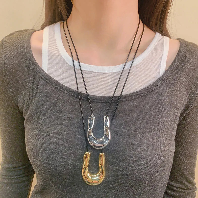 Harriet's Horseshoe, Punk Adjustable, Trendy, Stylish, Vintage, Leather Rope, Pendant Necklace