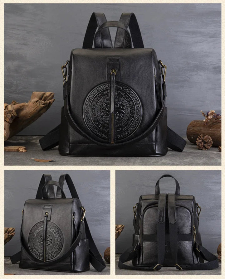 Nadine's Retro, Vintage, Genuine Leather, Trendy, Stylish, Handmade, Backpack Bag