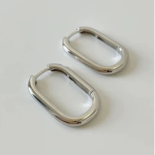 Yousra's 925 Sterling Silver ,Trendy Simple, Retro Rectangle, Hooped Earring