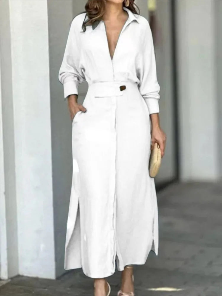 Dina's long elegant shirt dress