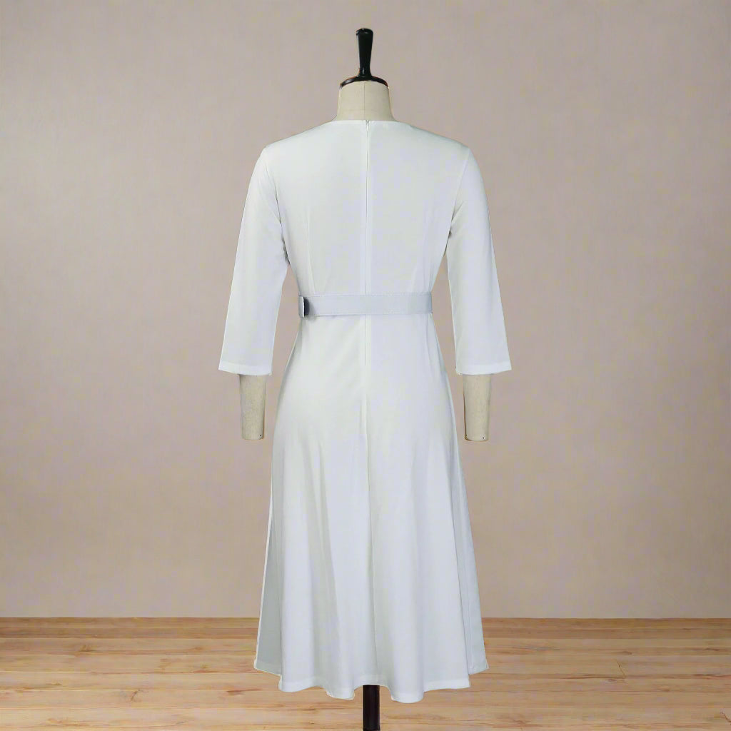 Samantha's Pleated, Trendy, Stylish, Formal, Office style, Sleeves, Midi Dress