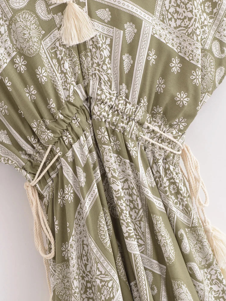 Alice's Vintage, Floral, Print, Batwing sleeves, stylish, Trendy, Boho, Maxi Bohemian Dress