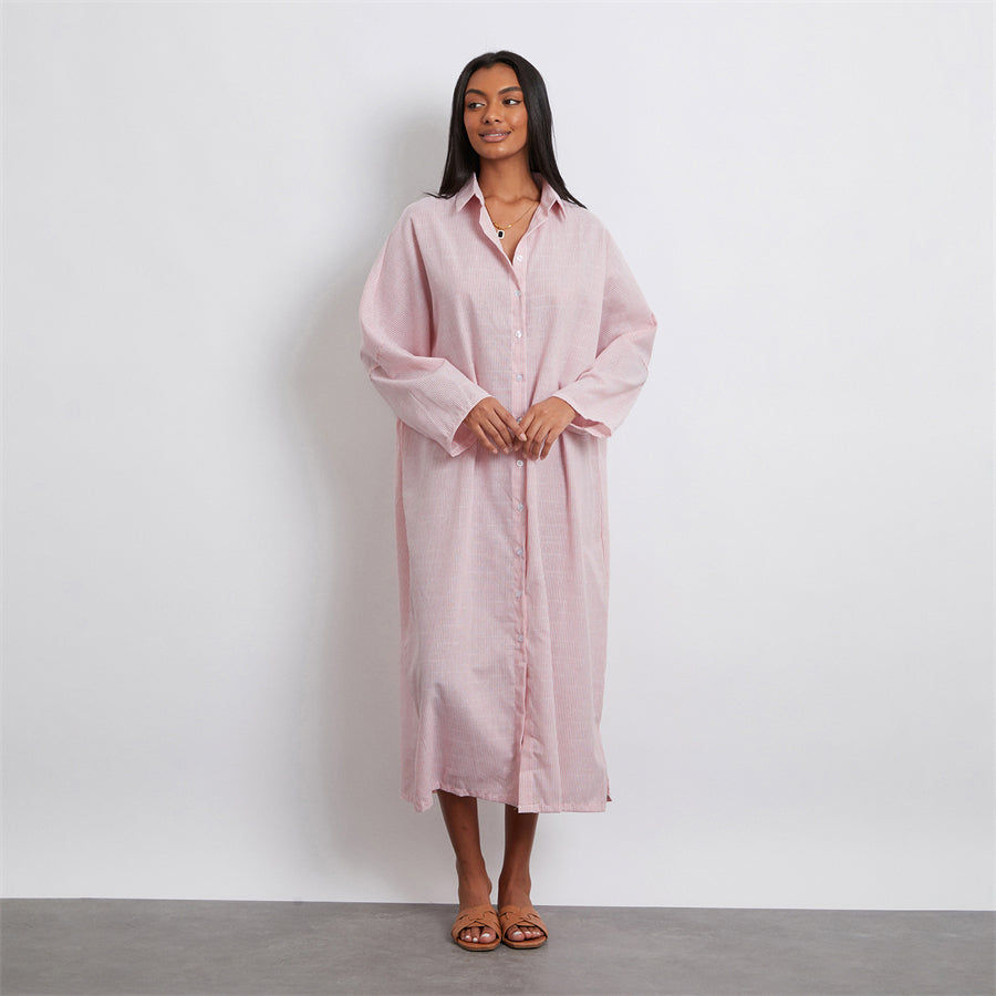 Rosa's Baggy, Loose, Striped, Trendy, Stylish, Boho, Vintage, Long Sleeves, Long Shirt Dress