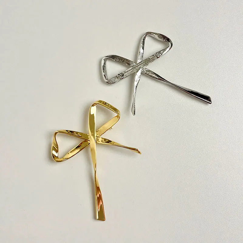 Sou's Metal Bowknot Brooches- Silver/Gold