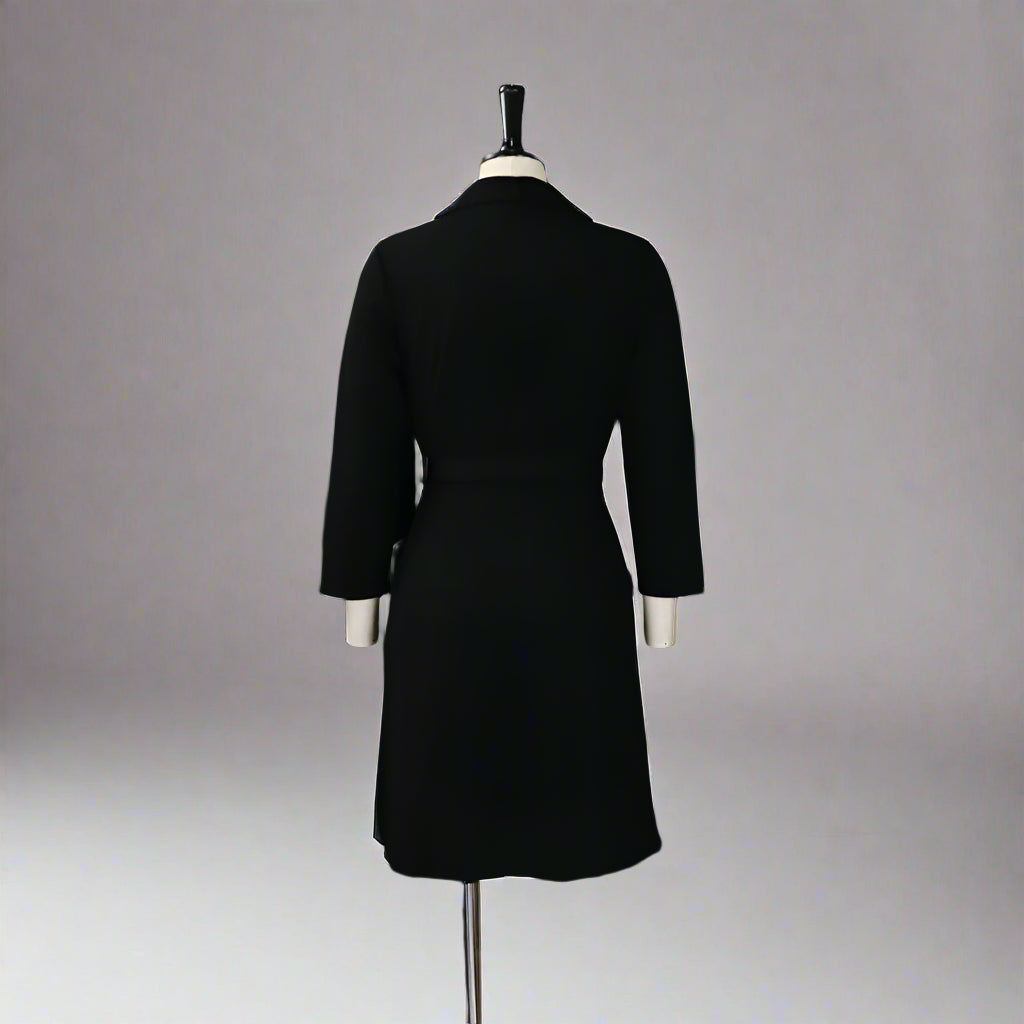 Stacey's Trendy, Stylish, Vintage, Pleated, On Knee, 3/r Sleeves, Solid Color, Office Dress