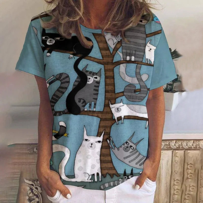 Maria's cat printed T-shirt