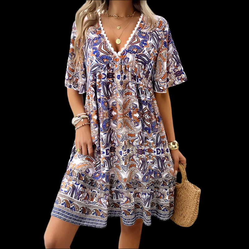 Julie's Boho Loose - short sleeves Above Knee Dress