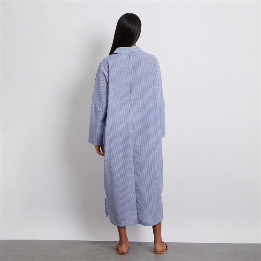 Rosa's Baggy, Loose, Striped, Trendy, Stylish, Boho, Vintage, Long Sleeves, Long Shirt Dress