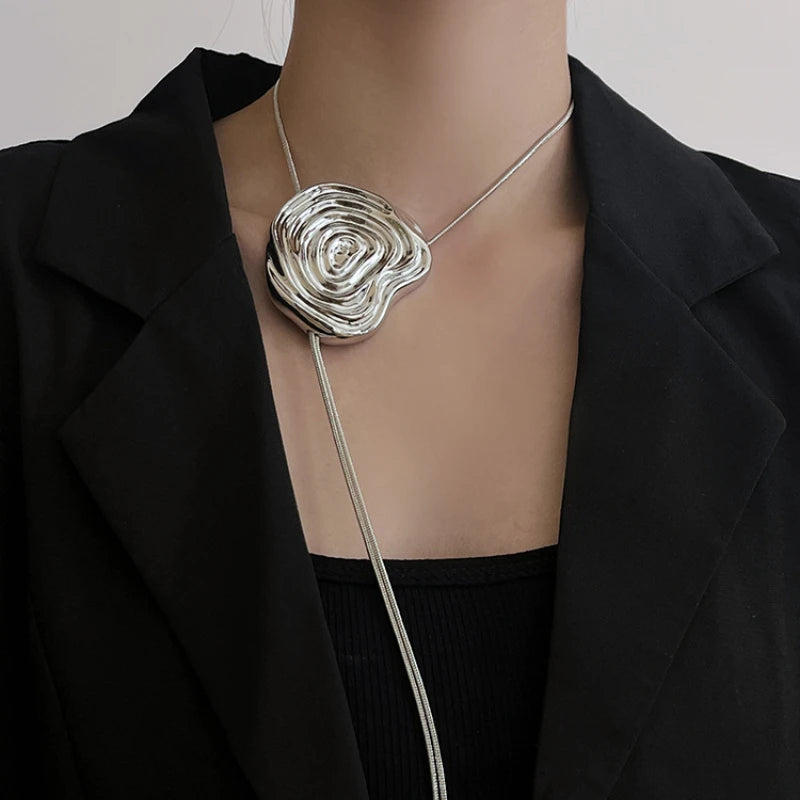 Sophia's Silver, Flower, Stylish, Trendy, exaggerative, Adjustable, Necklace