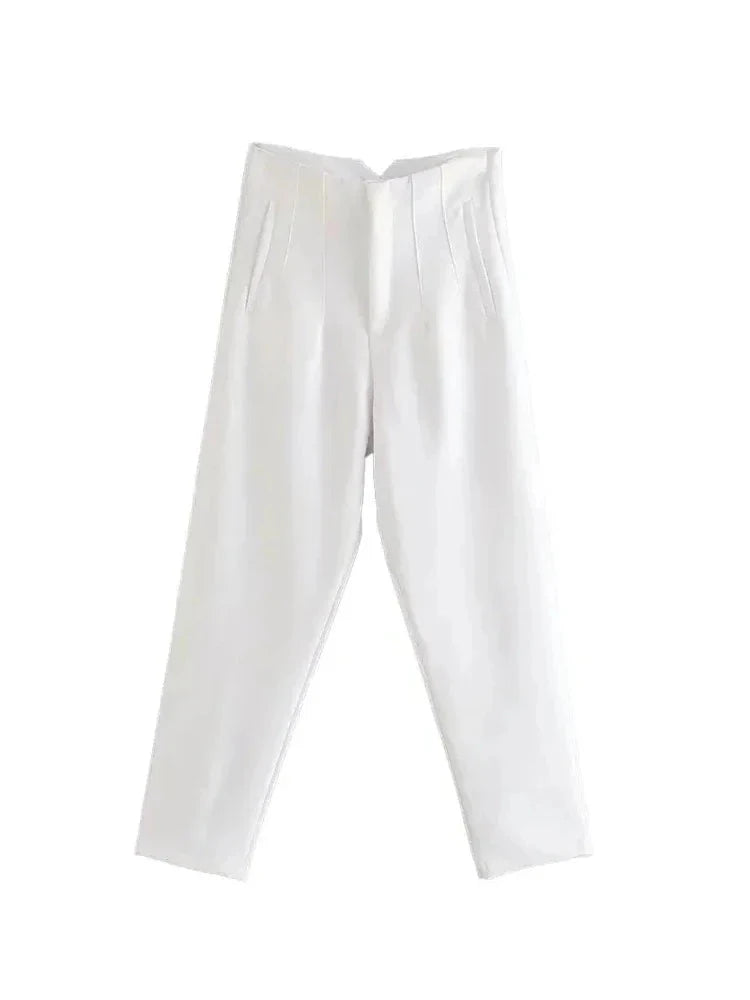 Heba's Chic Office High-waist Pants with zipper