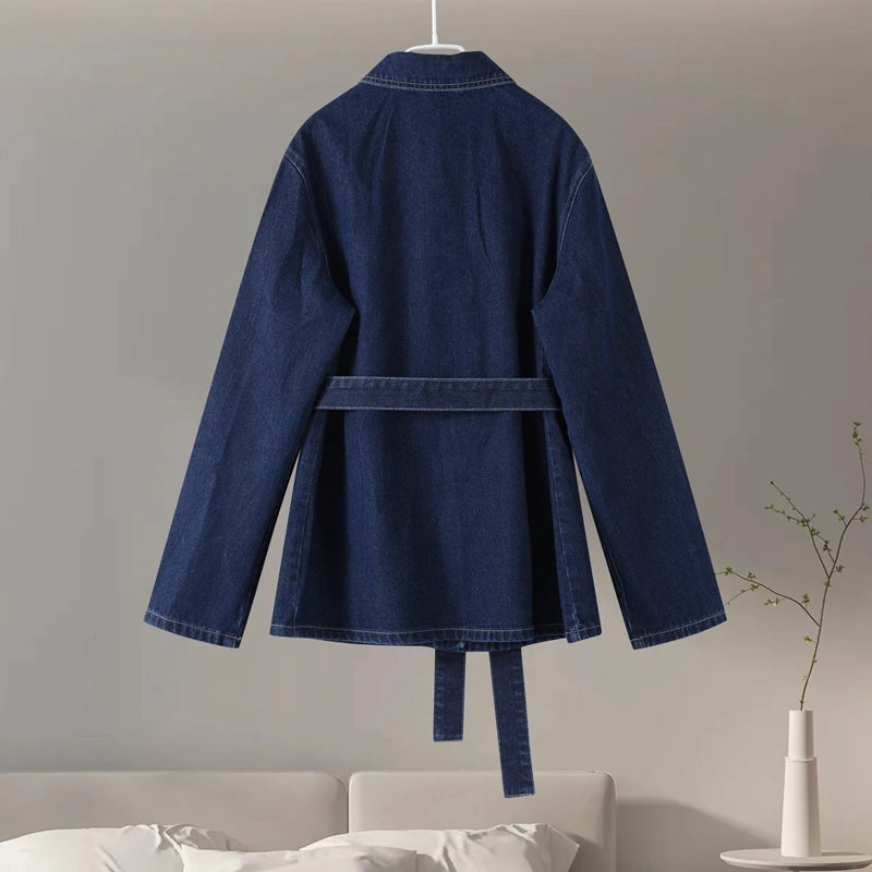 Julie's Casula, Elegant, Stylish, Trendy, Wide Leg, Long Jacket, Denim Outfit sets